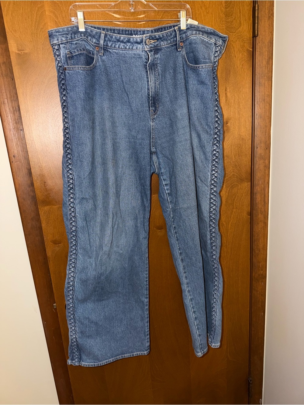 Old Navy Medium Blue Flare Jeans with Side Braid Detail